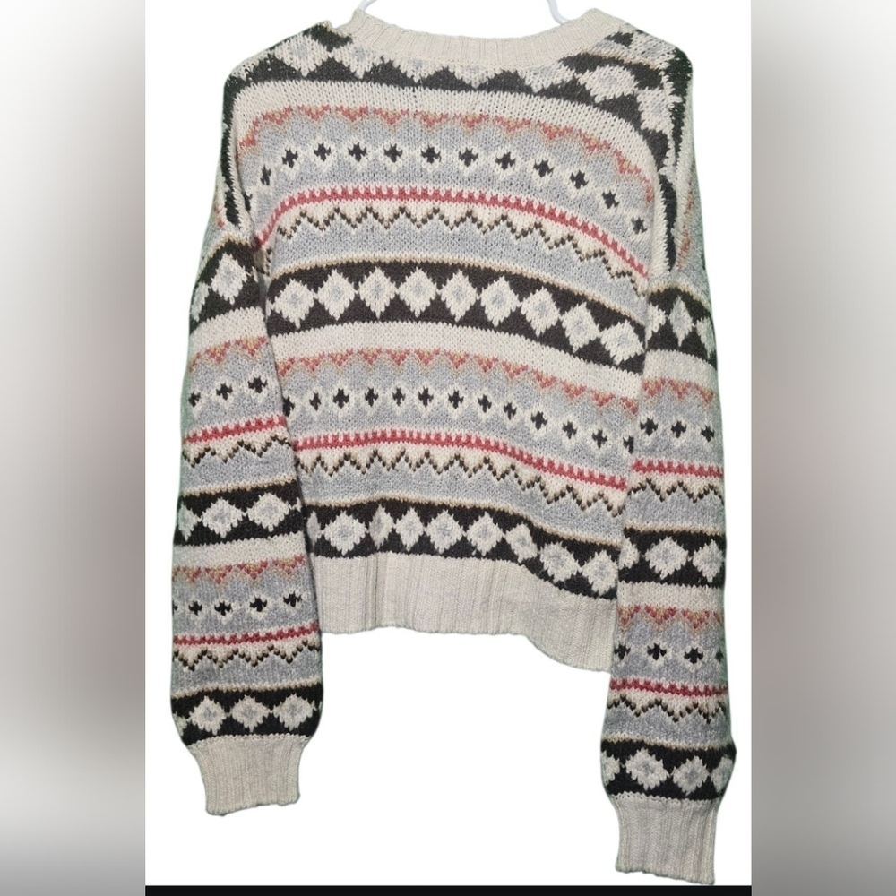 American Eagle Outfitters Cream and Brown Cardigan XS Oversized PTP 24 Length 22 - Picture 5 of 5